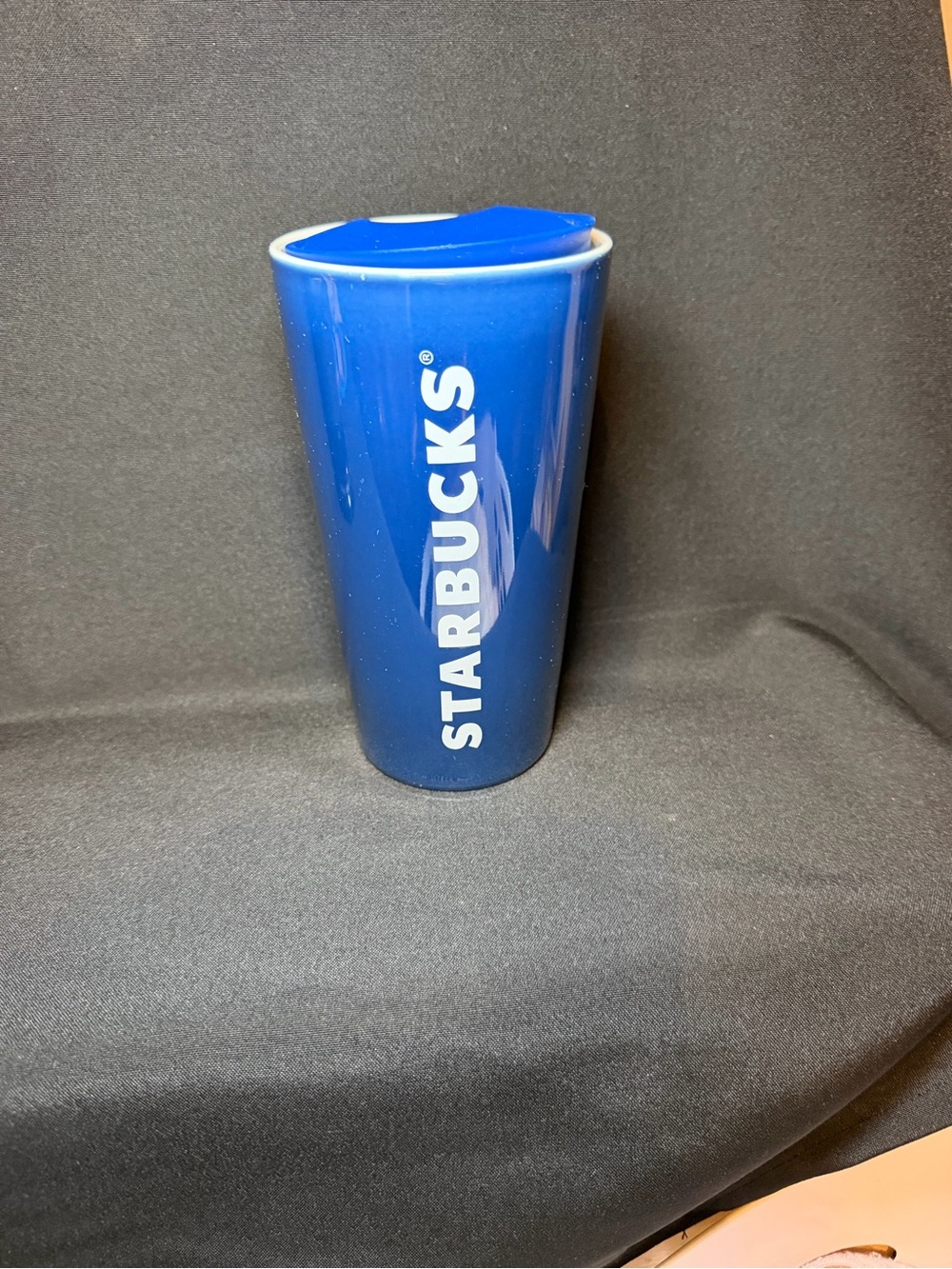 2023 Starbucks Iridescent Blue Ceramic Cup w/ Lid 12oz